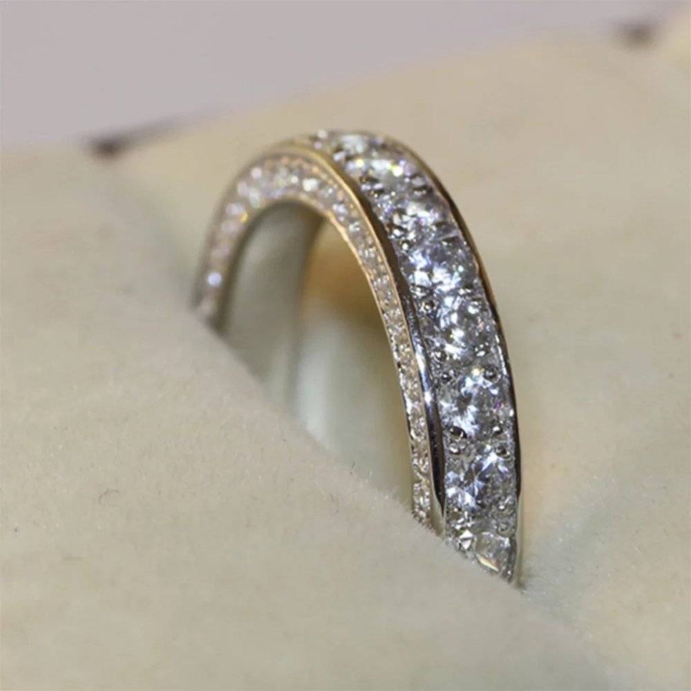 New Two Tone Gold Silver White Sapphire Ring - Picture 3 of 4